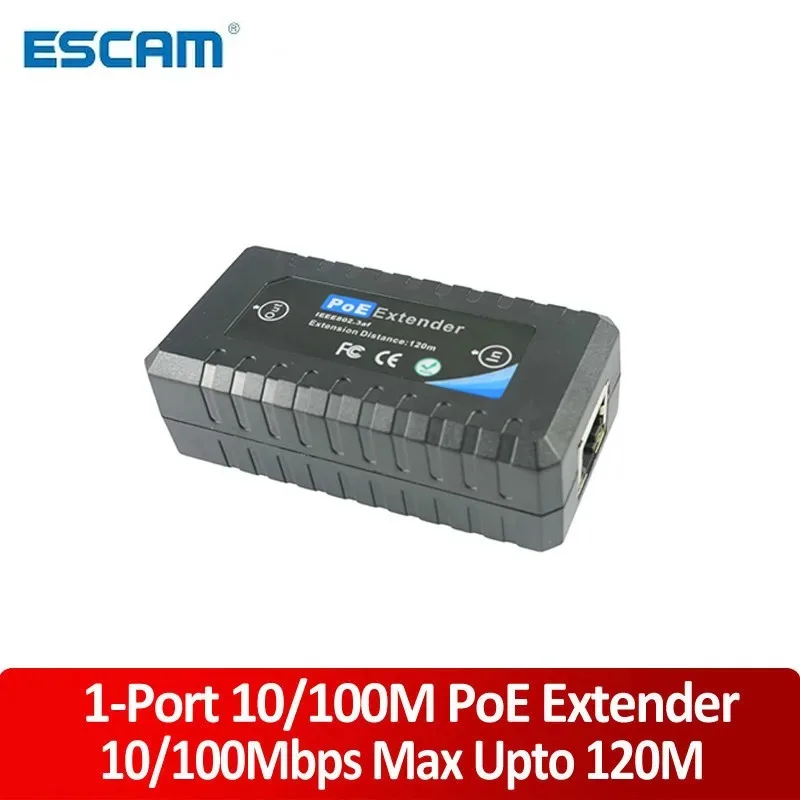 ESCAM 1 Port 10/ 100M PoE Extender IEEE 802,3 af Für Ethernet Security Systeme IP Kamera