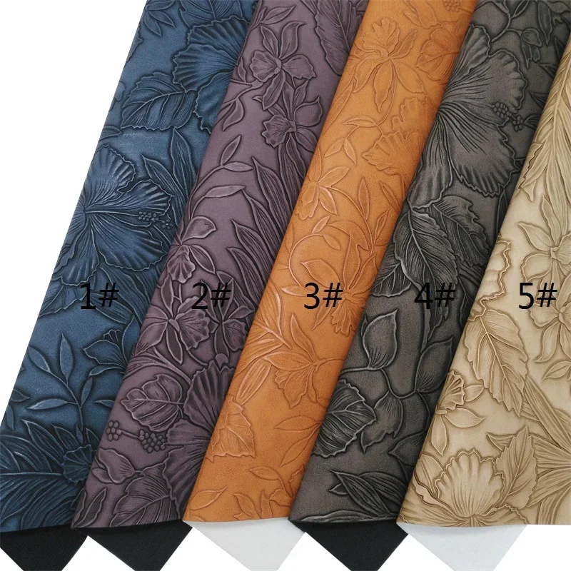 40x134cm Vintage Floral Embossed Synthetic Leather Faux Vinyl Fabric For Craft DIY Bows Bags Shoes Earrings Sheets or Rolls