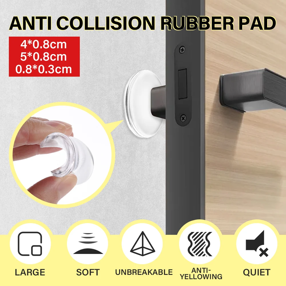 Door Wall Protector Pads Self Adhesive Transparent Door Stopper Door Handle Bumper Non-slip Soft Round Shock Absorbent Muffler