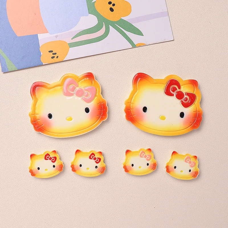 5/2pcs miniso cute hello kitty cartoon resin flatback cabochons for diy jewelry making handmade crafts materials