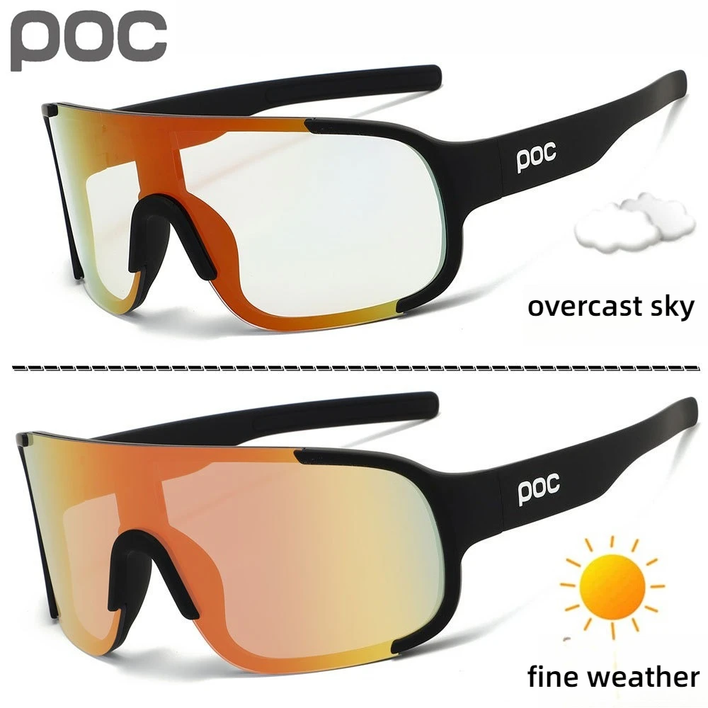 Lunettes de cyclisme à changement de couleur jour et nuit POC. Lunettes coupe-vent pour les sports de plein air, la course à pied et le marathon