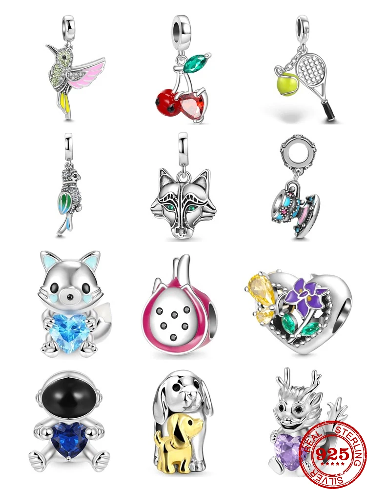 

2022 New Hummingbird dog pitaya fruit Pandoras charms Bead Fit Pandora Charm 925 Silver Original Bracelet Silver 925 Trinket DIY