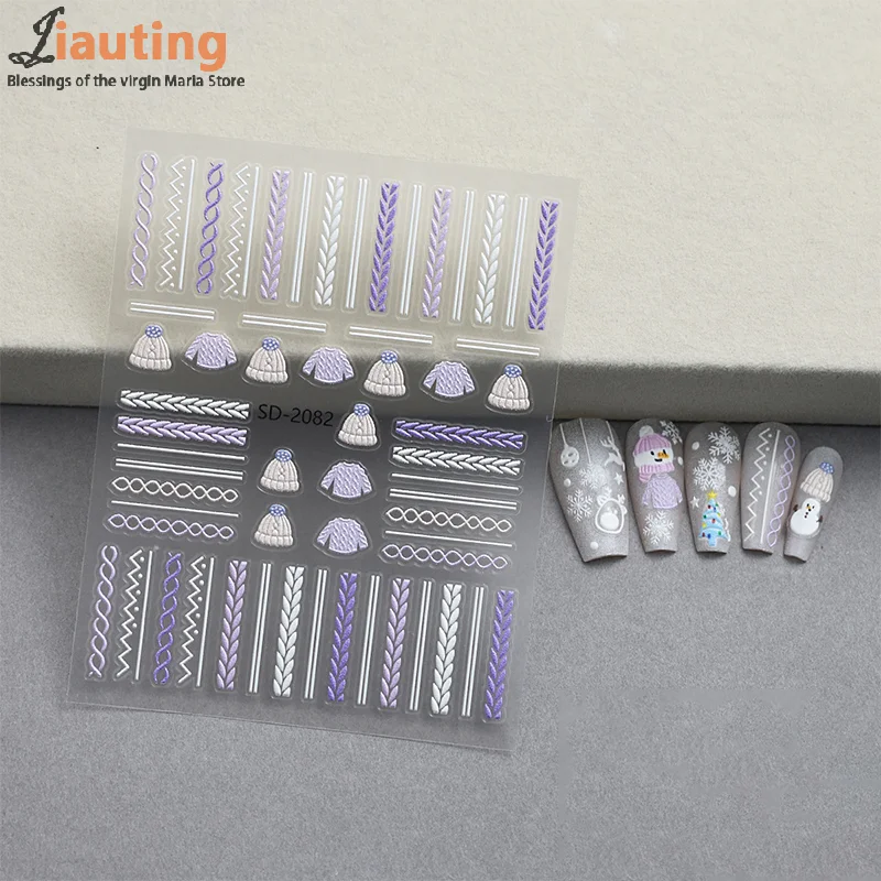 크리스마스 사랑스러운 만화 리본 산타클로스 눈사람 크리스마스 트리 엘크 눈송이 네일 아트 스티커 귀여운 매니큐어 데칼