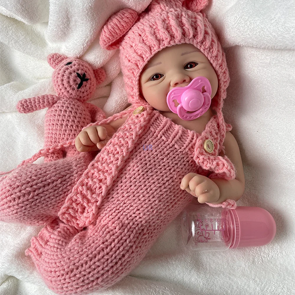 17 "boneca bebê reborn de silicone premium pintada à mão macia boneca recém-nascida realista para colecionadores e presente de natal de mais de 3 anos