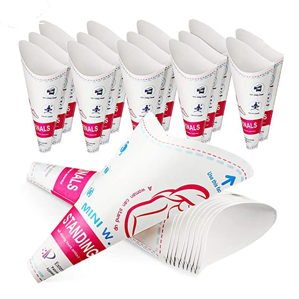 12/20pcs Emergency Disposable Female Urination Device Stand Up Leak-Proof Portable Pee Paper Cup Foldable Women Urinal Funnel view 4