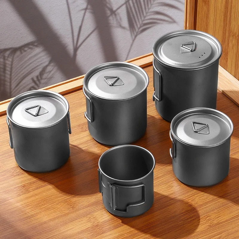 

portable full titanium mark cup mugs foldable handle for water coffee picnic juice beer wine lighter camping out door