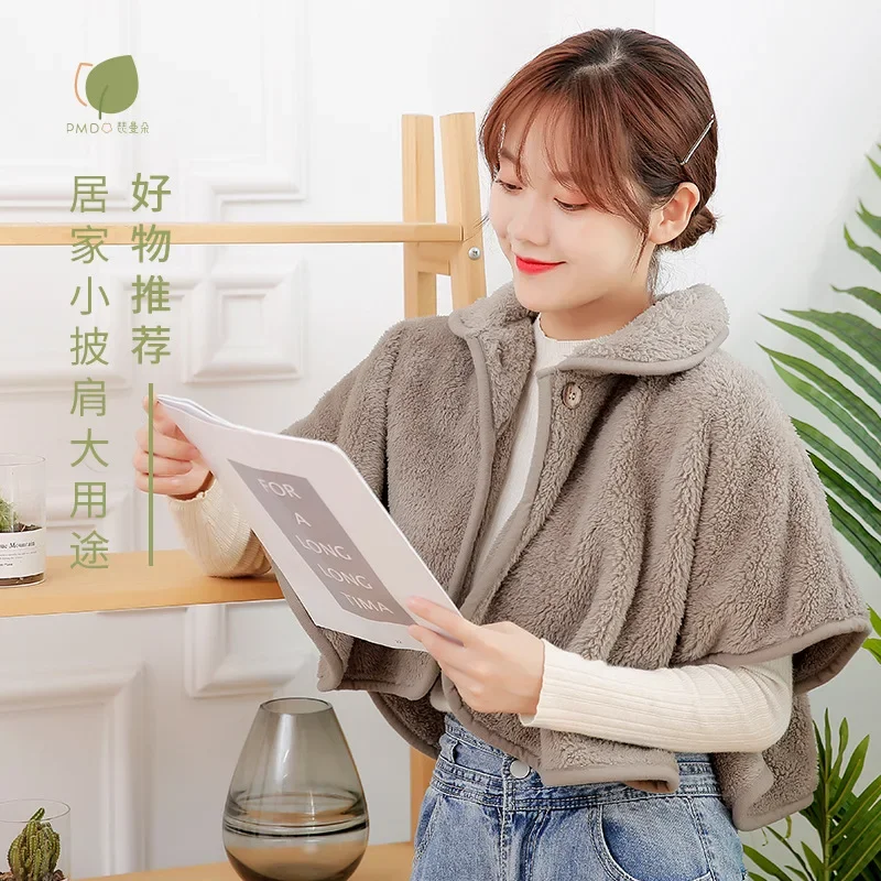 Cloak Autumn and Winter Warm Shawl Cape Air-conditioned Room Shawl Shoulder Protection Back Vest Women Home Clothing 11