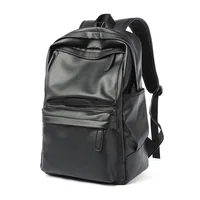 Mochila para hombre, bolso de viaje impermeable a la moda de cuero Pu, mochila informal para ordenador portátil de 14 pulgadas