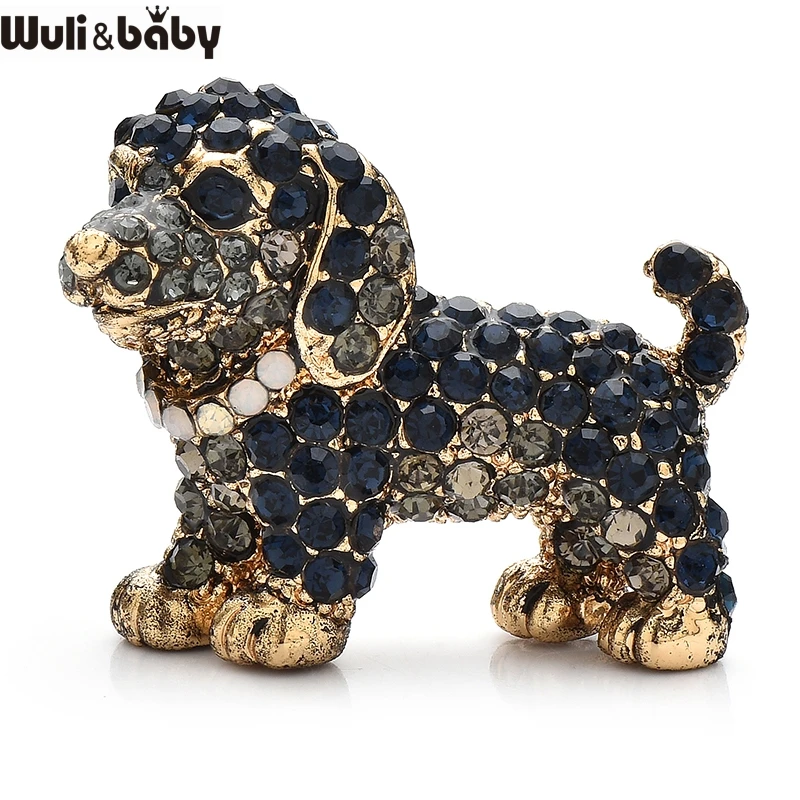 Wuli&baby Vintage Dog Brooches Pins For Women Unisex Rhinestone Puppy Animal Casual Clothes Brooch Gifts