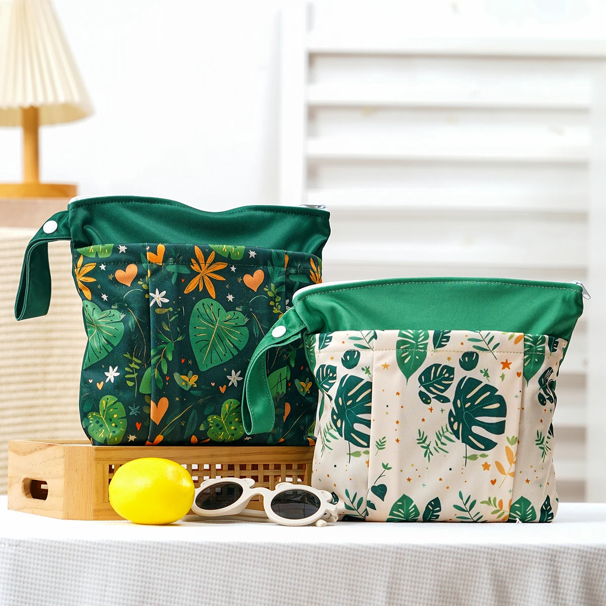 Happyflute 1 PC Washable Wet Dry Bag Wetbag for Baby Diapers Nappies Waterproof Reusable Diaper Bag with Two Zippers