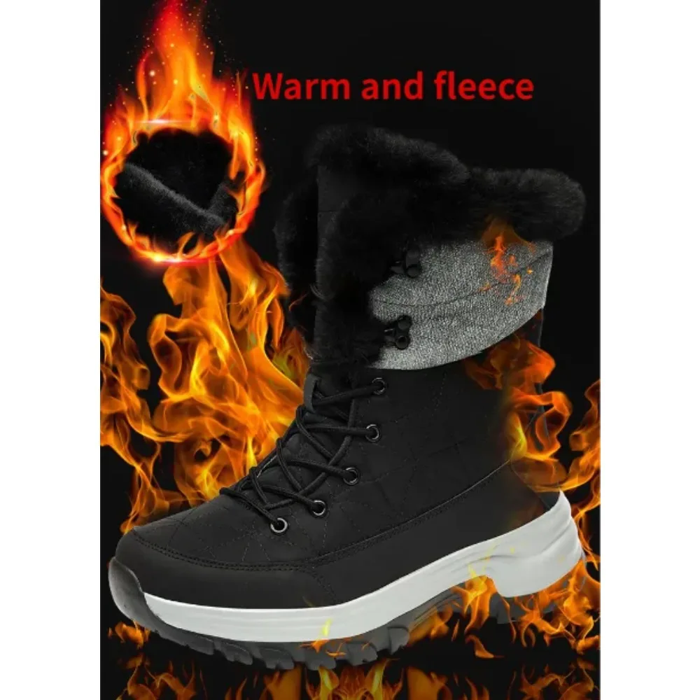 

Winter Men's Snow Boots Warm Plush Anti slip Outdoor Hiking Boots Women's Mid length Boots Couple Sports Shoes Boots Size 36-48