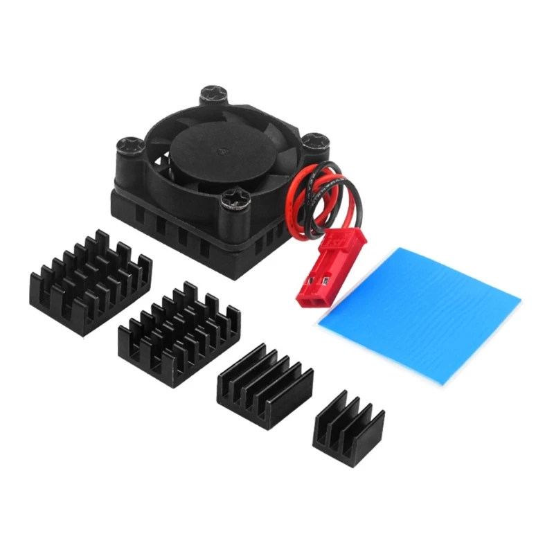 F3KE Durable Heat Sink Fan for Orange Pi 5 Plus Development Cooler Cooling Kit Aluminum Base Heat Sink Thermal Conductive Pad