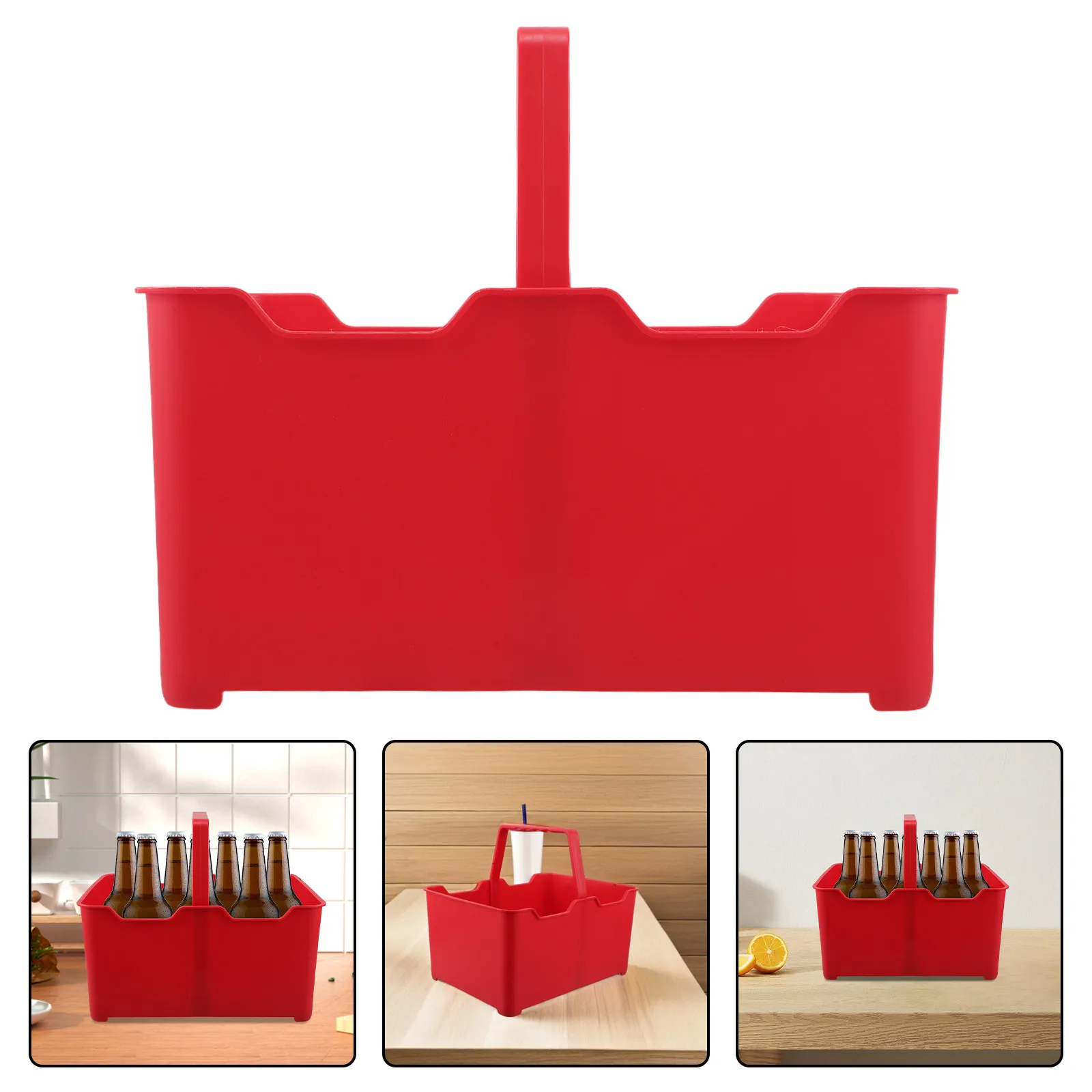 

Stable Plastic Beer Bottle Basket Commercial Large Capacity Portable Drink Carrier Ergonomic Comfortable Handle for Bars Ktv