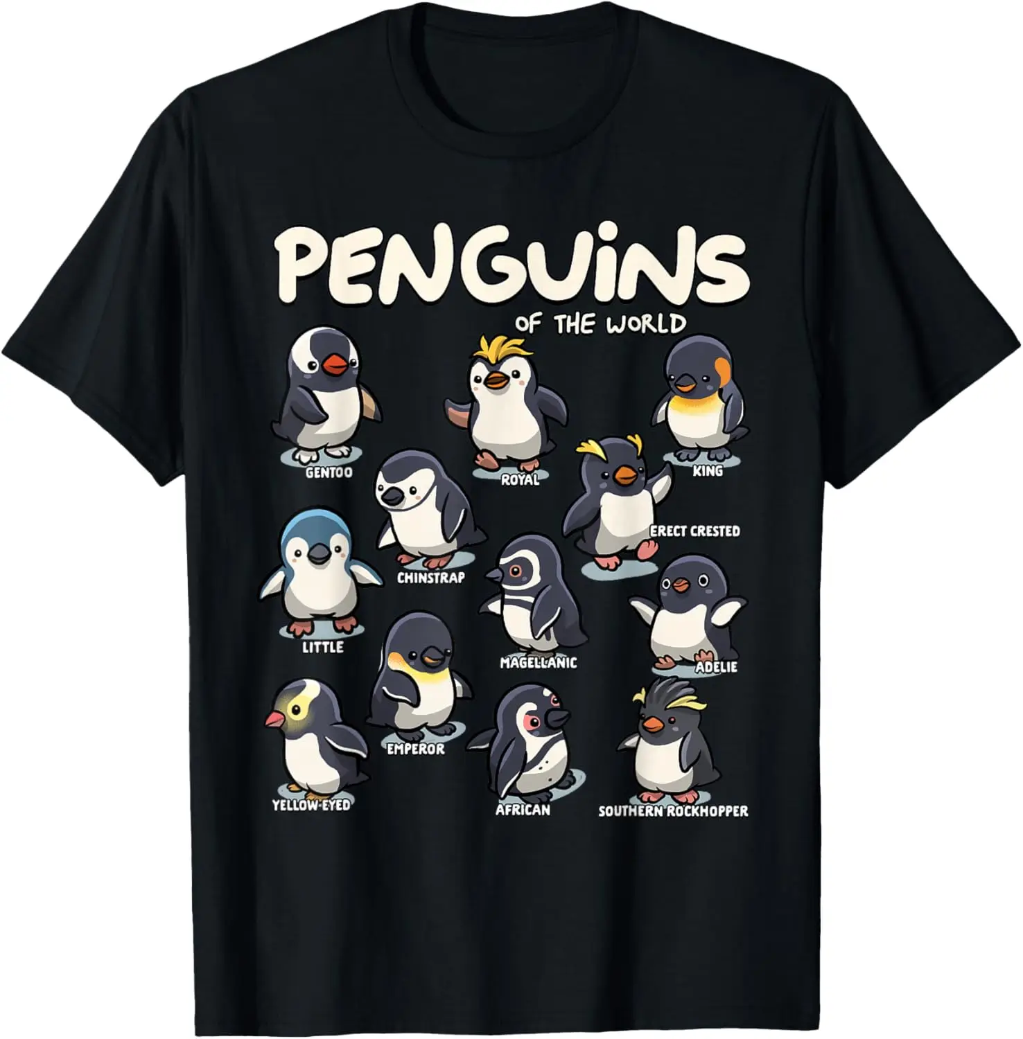 Penguins Animals Of The World Penguin Lovers T-Shirt 100% Cotton Trendy Y2K Short-Sleeve Tee – Soft, Quick-Drying, & Moisture-Wicking; Ideal for Sports or Casual Wear; Great Gift for Christmas or Halloween.