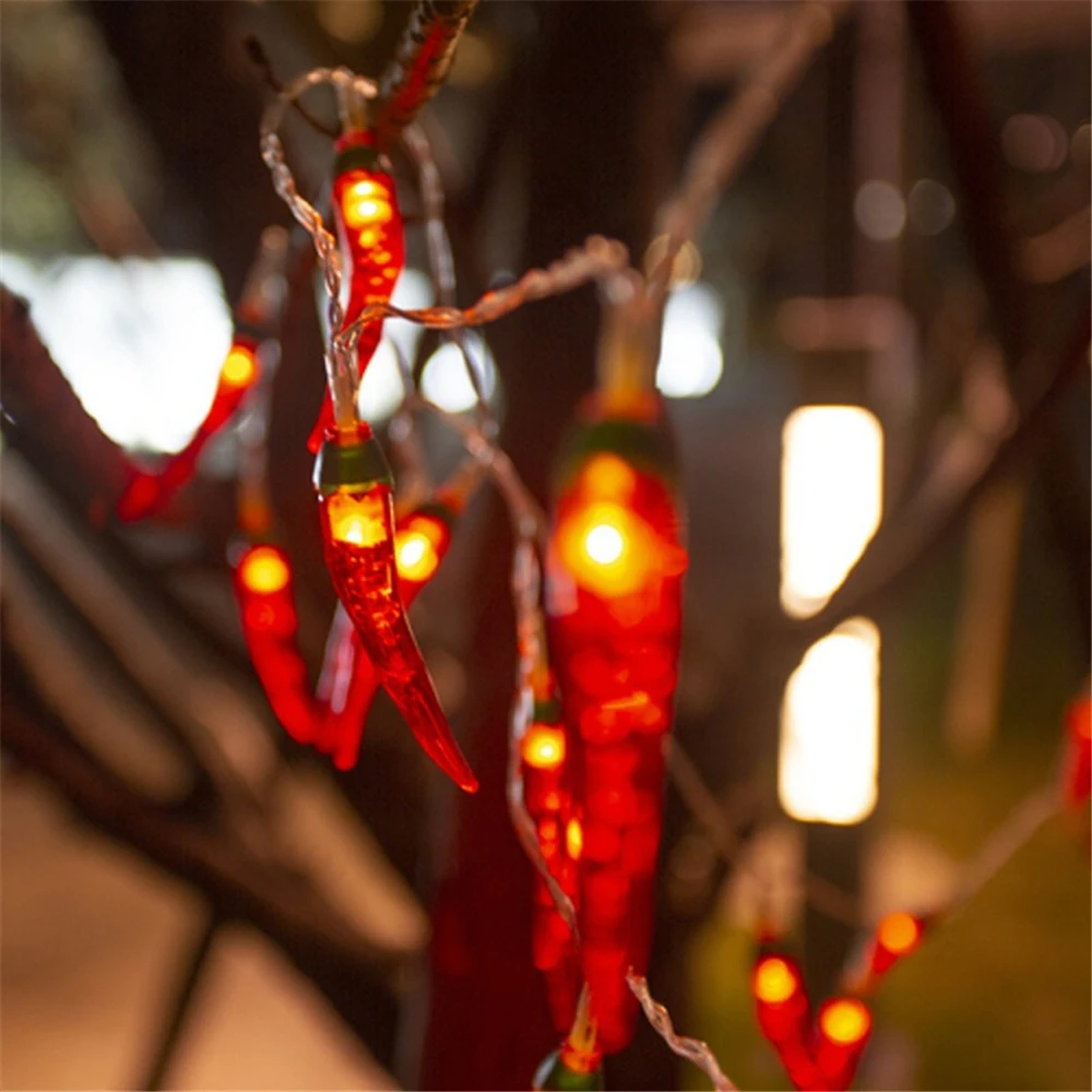 5/7/12M LED Solar Red Chili Lights Outdoor Garden Decorative Light Christmas Pepper String Lights Wedding Party Holiday Decor