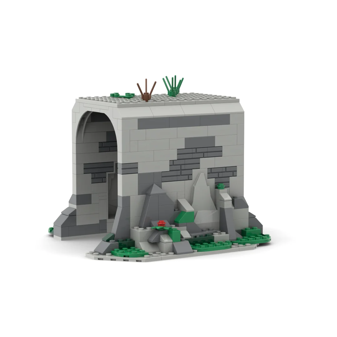 MOC City Train Tunnel Building Blocks Simulation Railway Transportation Rockery Cave DIY Education Brick Block Toys for Boys