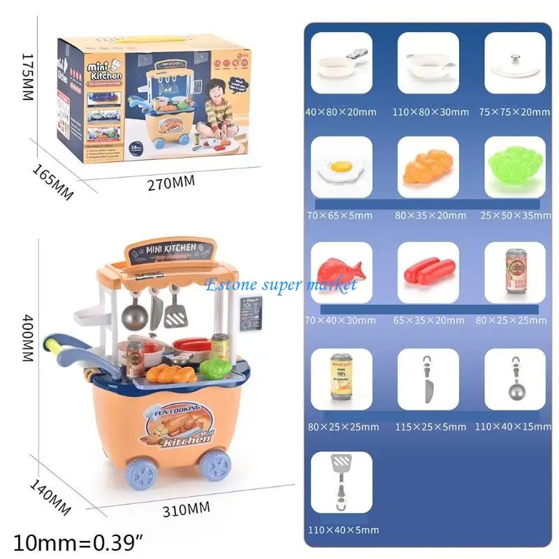 Ensemble jouets cuisine 090B, petit ensemble jeu cuisine avec son lumière réalistes, pour évier jeu, avec