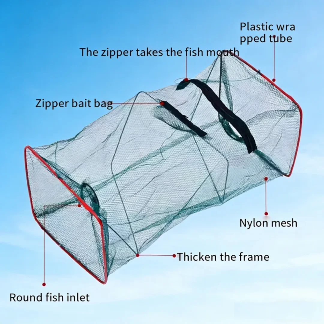 

Foldable Fishing Bait Trap | Portable Nylon Mesh Cast Net for Catching Fish, Shrimp, Crab & Eel
