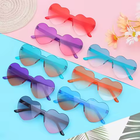 Heart-shaped Sunglasses Colorful Heart Glasses Gradient Lenses Candy Color Shades, Funny Party Sun Glasses for Adults