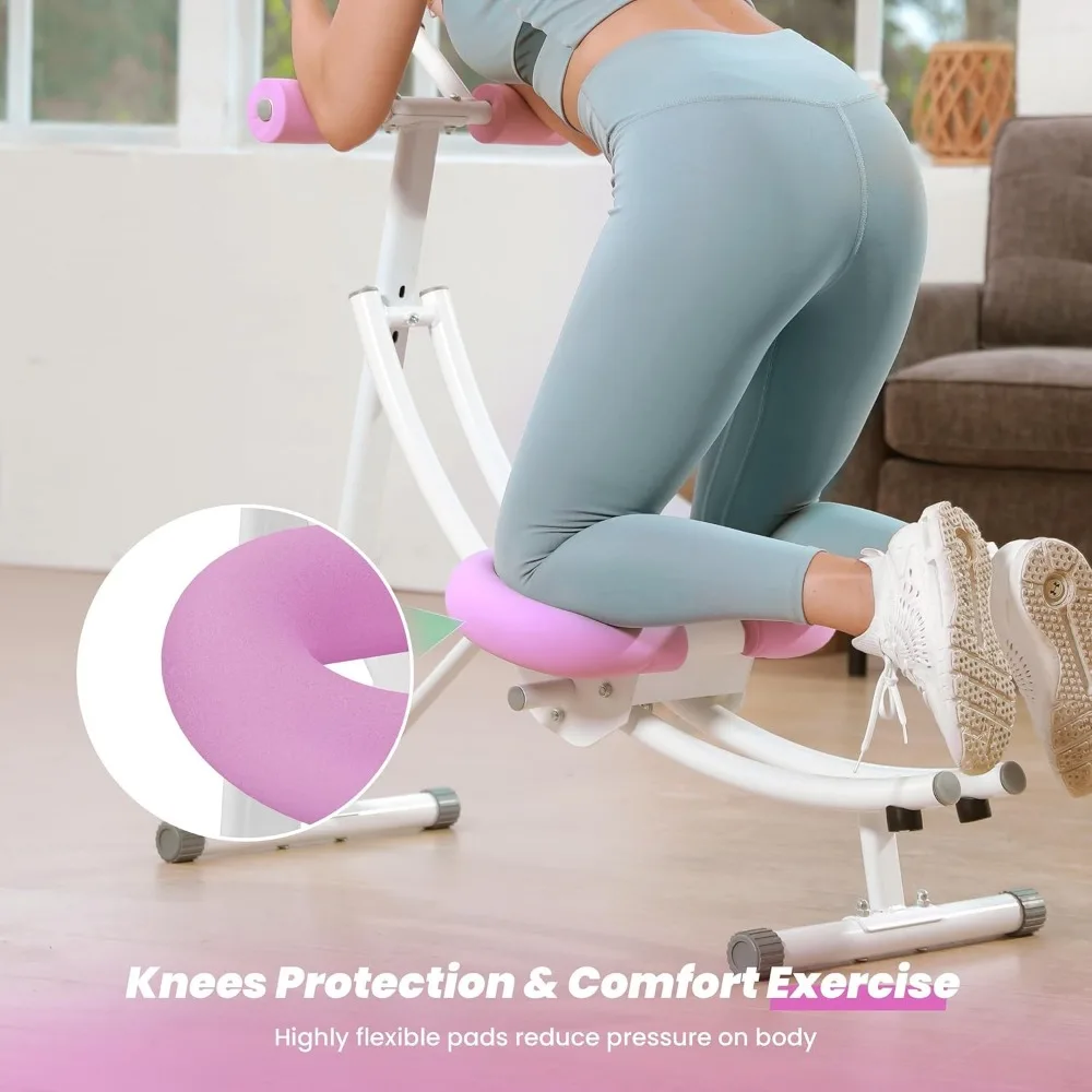 Macchina Ab regolabile con display LCD, attrezzatura da palestra domestica per allenamento centrale, rosa