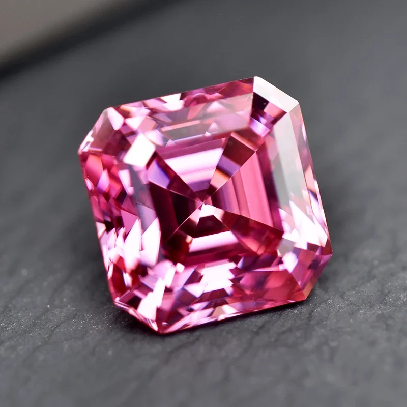 Moissanite Stone Pink Color Asscher Cut Loose Gemstone Lab Grown Moissanite GRA Certyfikat Zaawansowany materiał jubilerski