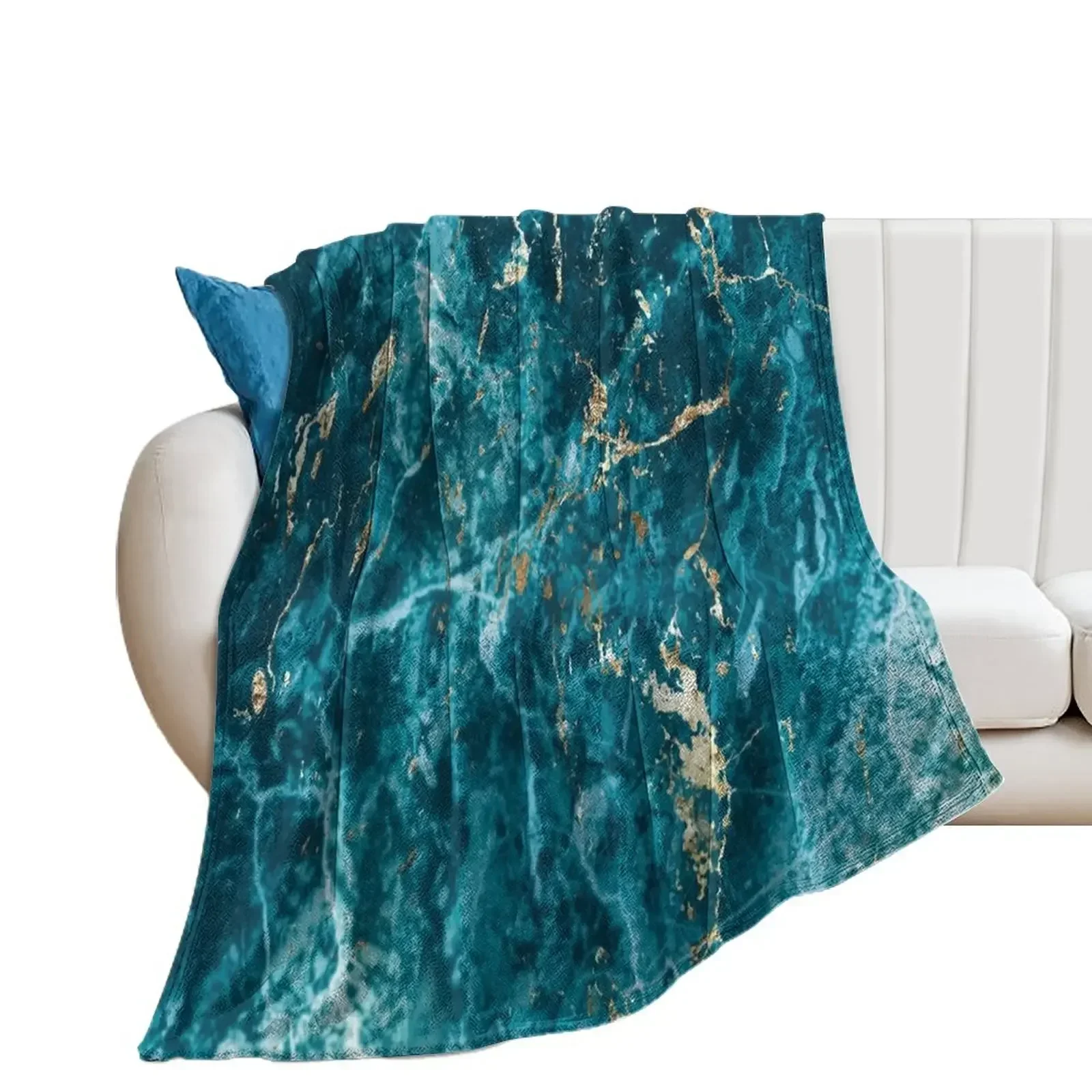 

Marble Turquoise Blue Gold Texture Perfect Gift Throw Blanket for babies Weighted Blankets