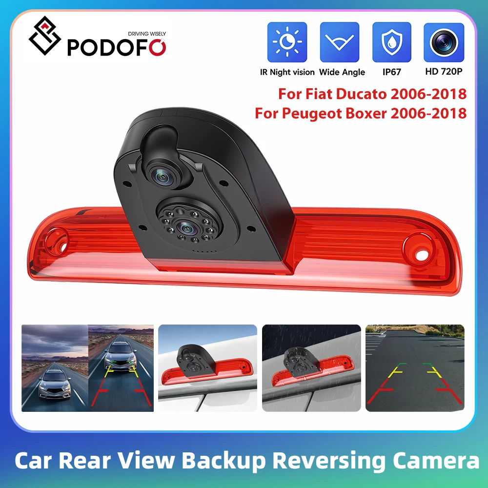 Podofo Auto-Rückfahrkamera für Fiat Ducato 2006-2018/Peugeot Boxer 2006-2018 Rückfahrkamera IP67 Wasserdicht 140° °   Betrachtungswinkel