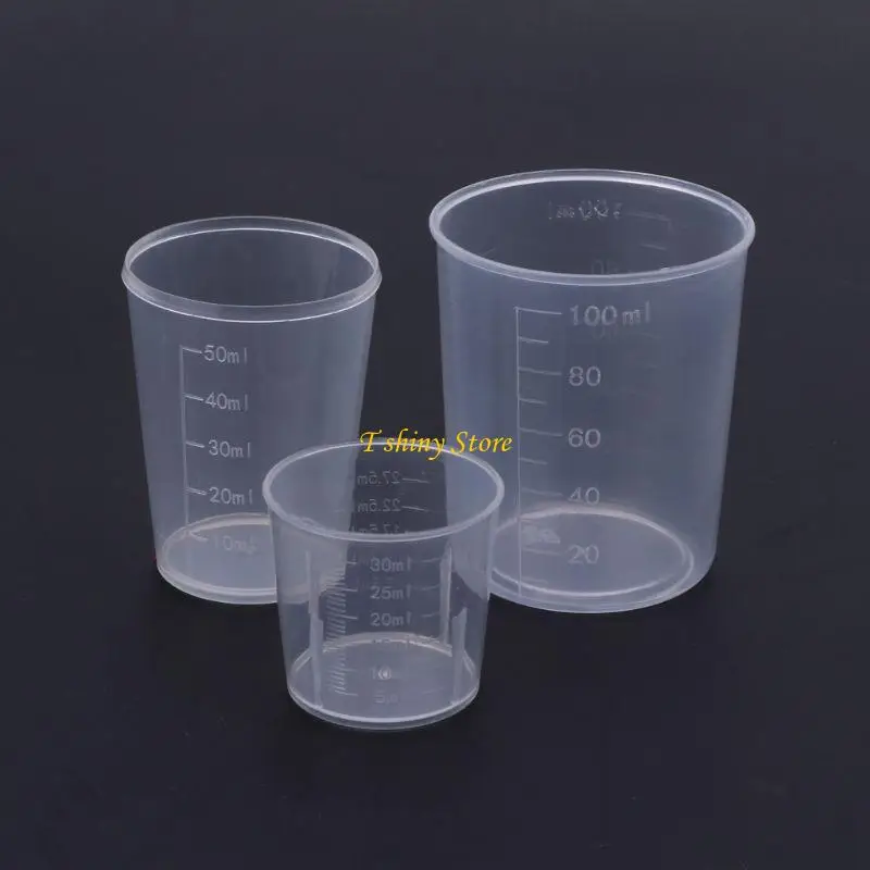 N58F 3Pcs/Set Multipurpose Epoxy Mixing Cups Mini Paint Epoxy Resin Mixing Cups Plastic Measuring Cups for Resin