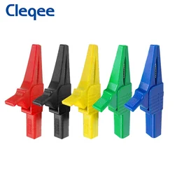 Cleqee P2003 5PCS 32A Morsetto a coccodrillo per carichi pesanti Morsetto a coccodrillo in rame di sicurezza Clip per test multimetro con presa a banana da 4 mm 1000V