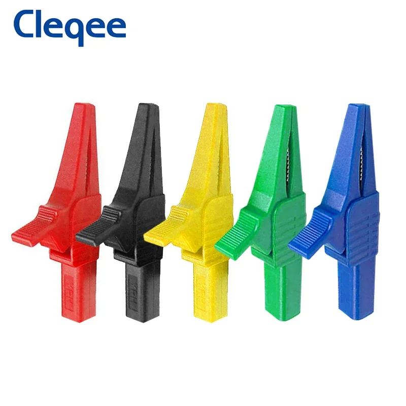 Cleqee P2003 5PCS 32A Wytrzymały zacisk krokodylkowy Bezpieczny miedziany zacisk krokodylkowy Multimetr Zaciski testowe z gniazdem bananowym 4mm 1000V