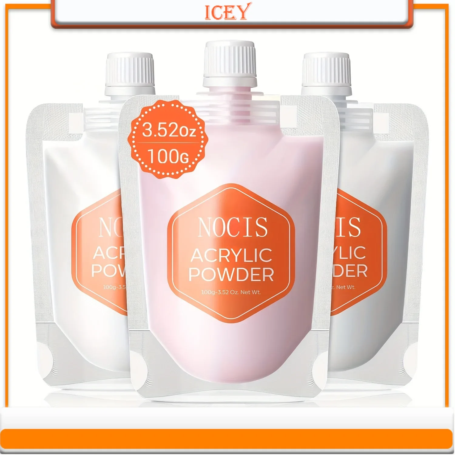 Icey Beauty 1 set nagelzak met 100 g kristalpoeder en drie-in-één acrylpoeder voor verlengde kristallen nagels