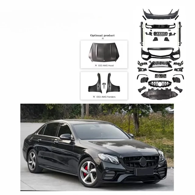 

For W213 E Class Upgrade E63 BodyKit Front Rear Bumper Grille Hood Fender Side Skirt Exhaust Pipe Bumper Kits