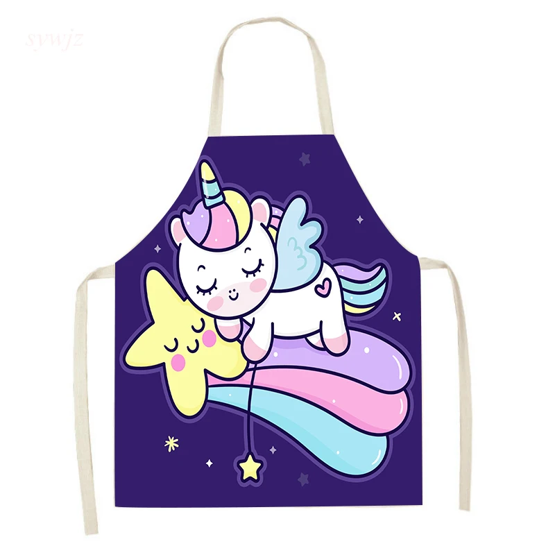 Kitchen Apron Cute Cartoon Unicorn Series apron Children\'s parent-child  Home Cooking baking  Cleaning