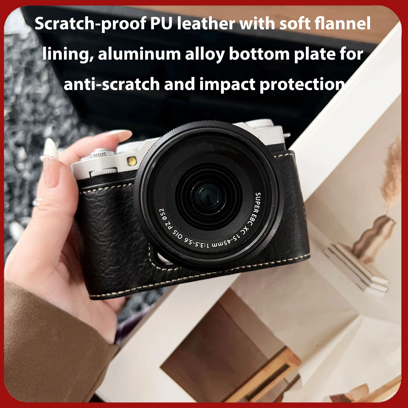 

Половинный чехол для камеры из искусственной кожи с защитой от царапин, чехол для камеры с плечевым ремнем, совместимый с Fujifilm X-M5