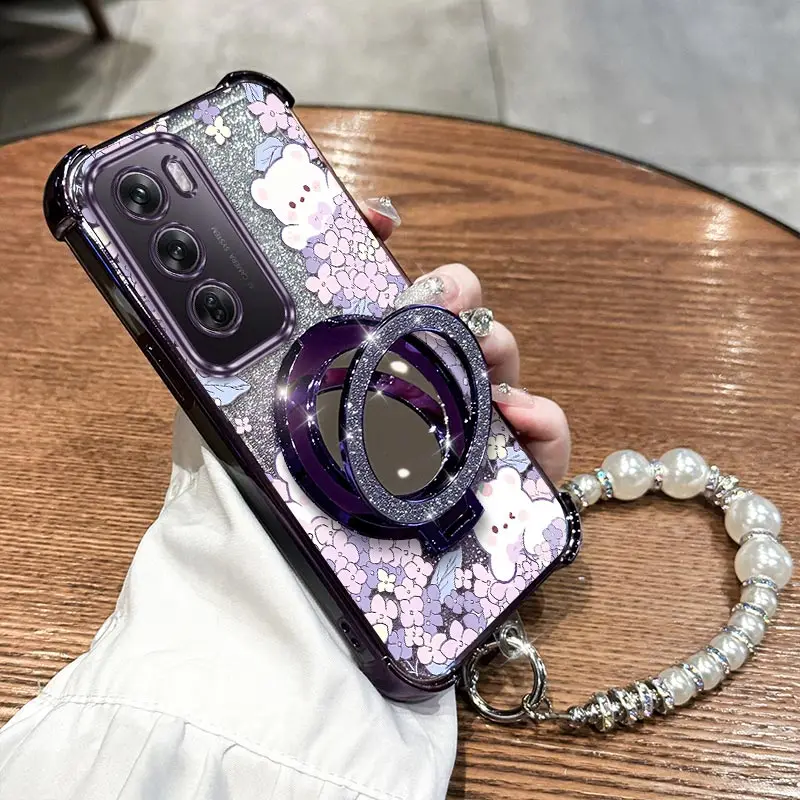 

Reno 13Pro Чехол-держатель для браслета с милым кроликом для OPPO Reno 11Pro 12 11F 13 11 12Pro 12F 10Pro 13F 10 Cover