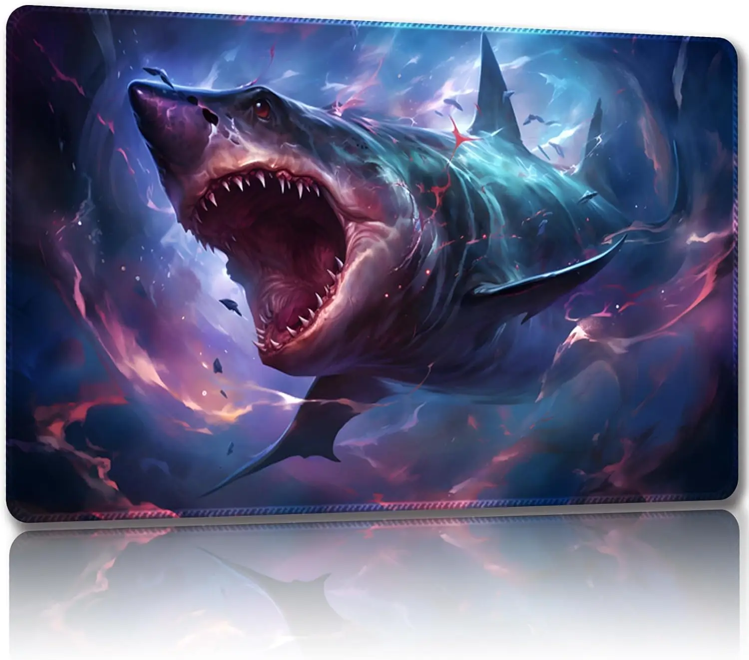 

Игровой коврик для MTG, с бесплатными сумками для хранения, игровой коврик 24 x 14 дюймов, TCG и коврик для настольных игр для карт, настольные коврики для наушников (Shark-Regu)
