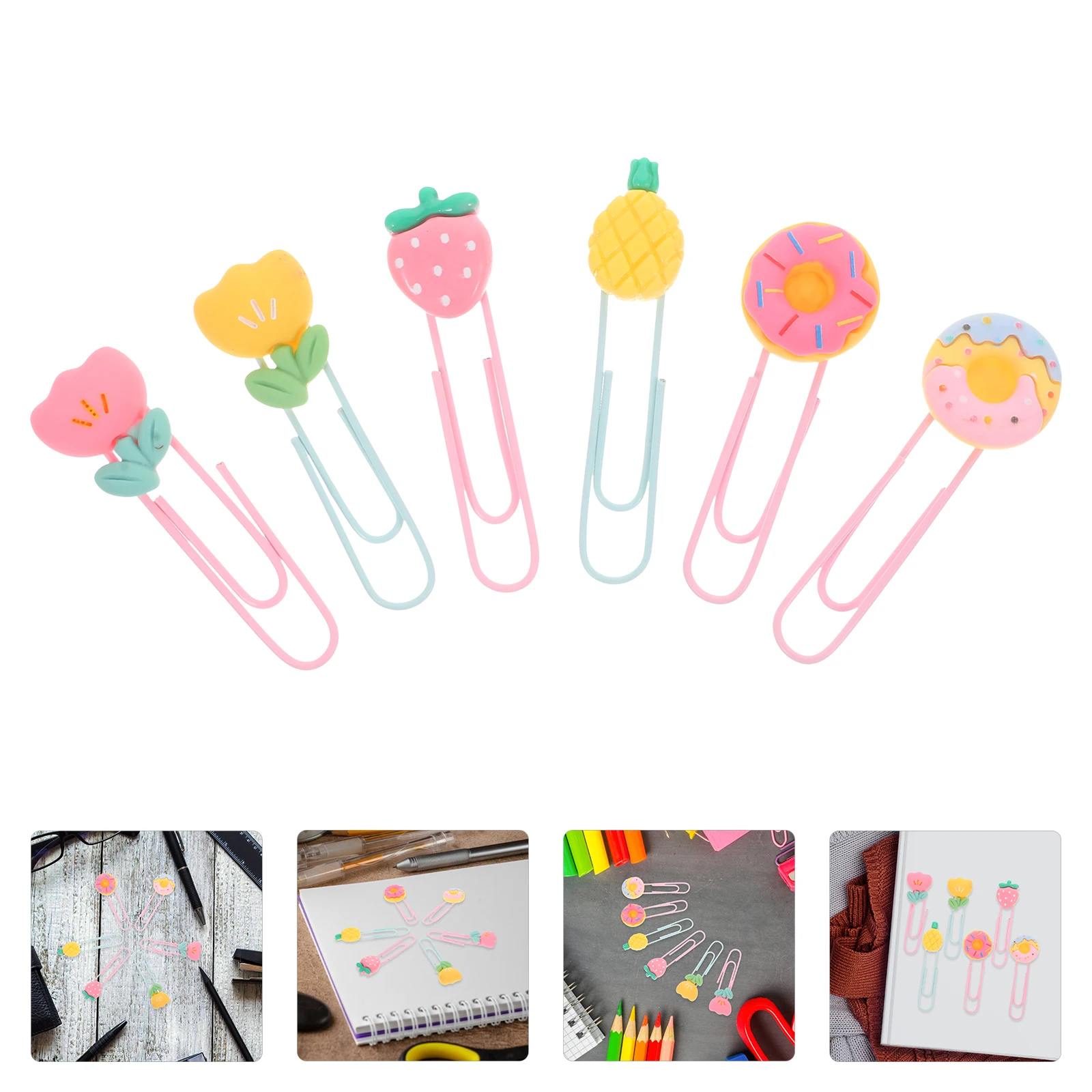 

3 set 3 Sets Decorative File Creative Shaped Paper Clips Multi-Use Colored Plastic Paperclips For Office Document Organization