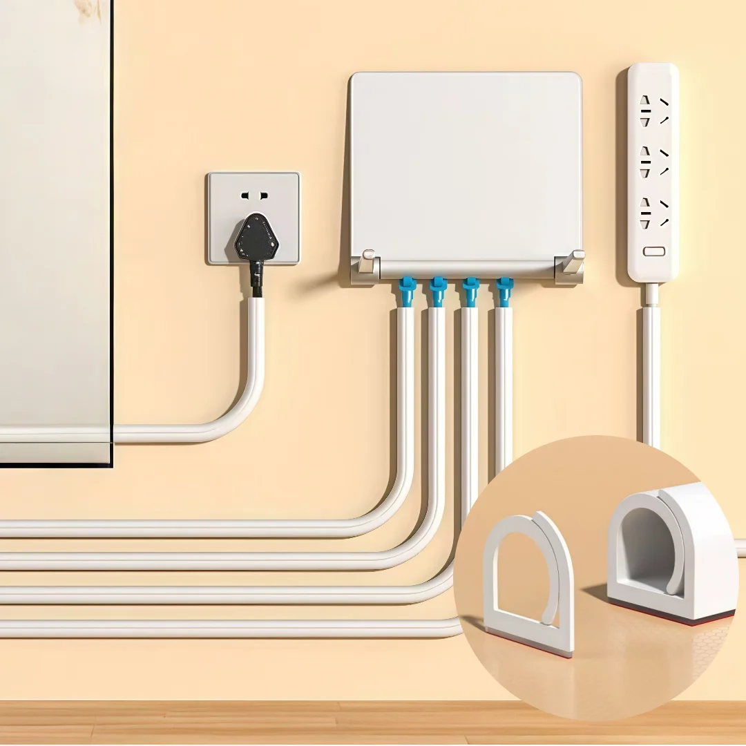 1pc  Self-Adhesive PVC Cable Management Tube, Invisible Floor Wire Cover for Desk, Wall & Floor Installation, Home Decor Cable C