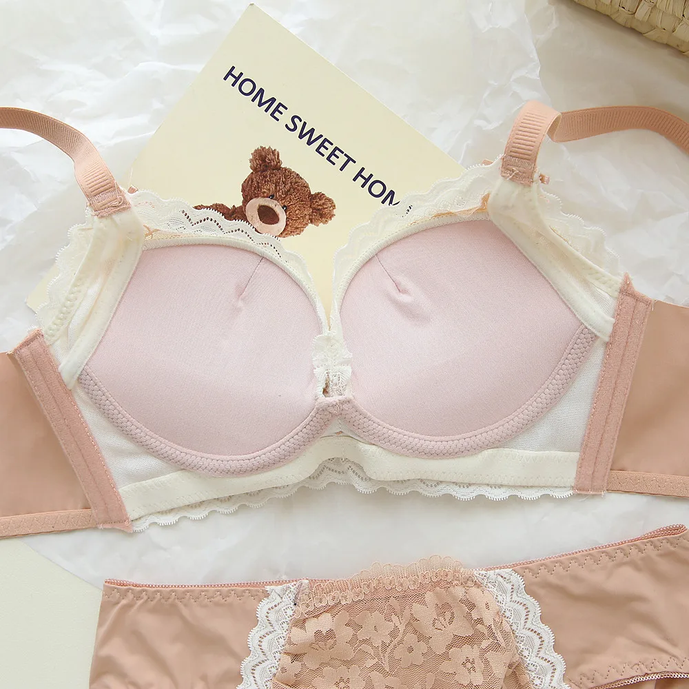 Soft Thickened Bra Set, Modal Wire-Free Lingerie for Girls, Push-Up for Small Bust - Image 5