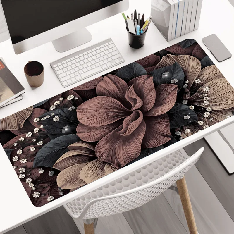 Flower Art Mouse Pad Pattern Large Gaming Mousepad Computer Keyboard 400x900 Desk Mat with Anti-Slip Rubber Base Office Playmat