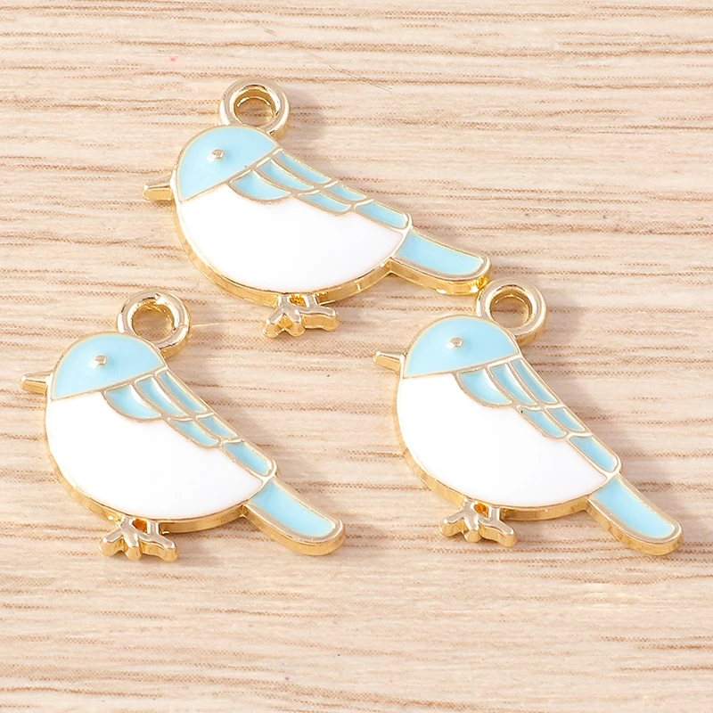 10 stücke Nette Blaue Farbe Emaille Tier Vogel Pinguin Katze Blume Charms Anhänger für Schmuck Machen DIY Ohrringe Halsketten Handwerk geschenk – Detail 8