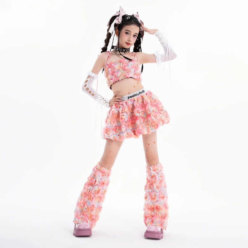 Neue Mädchen Kpop Street Dance Kleidung Rosa Süße Set Jazz Dance Kostüm Gruppe Hip Hop Streetwear Kleidung Team Bühne Zeigen Kleidung