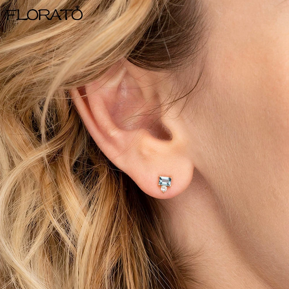 Pendientes de plata esterlina 925 para mujer, aretes de cristal de colores, joyería Simple y exquisita, regalos populares de cumpleaños