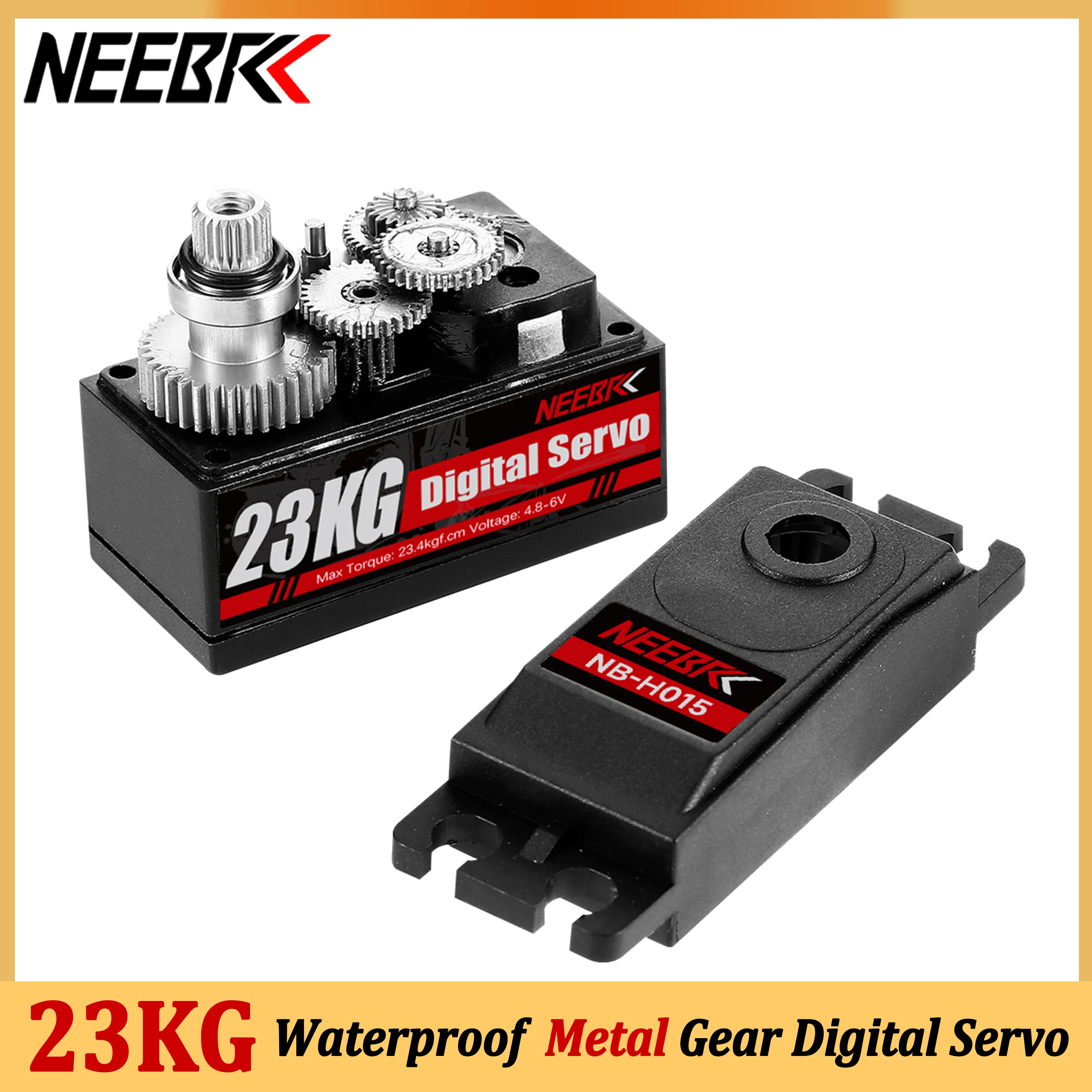 NEEBRC 23KG engranaje de Metal Servo Digital impermeable de perfil bajo para 1/8 1/10 RC coche camión oruga avión Robot Axial Scx10 piezas de juguete