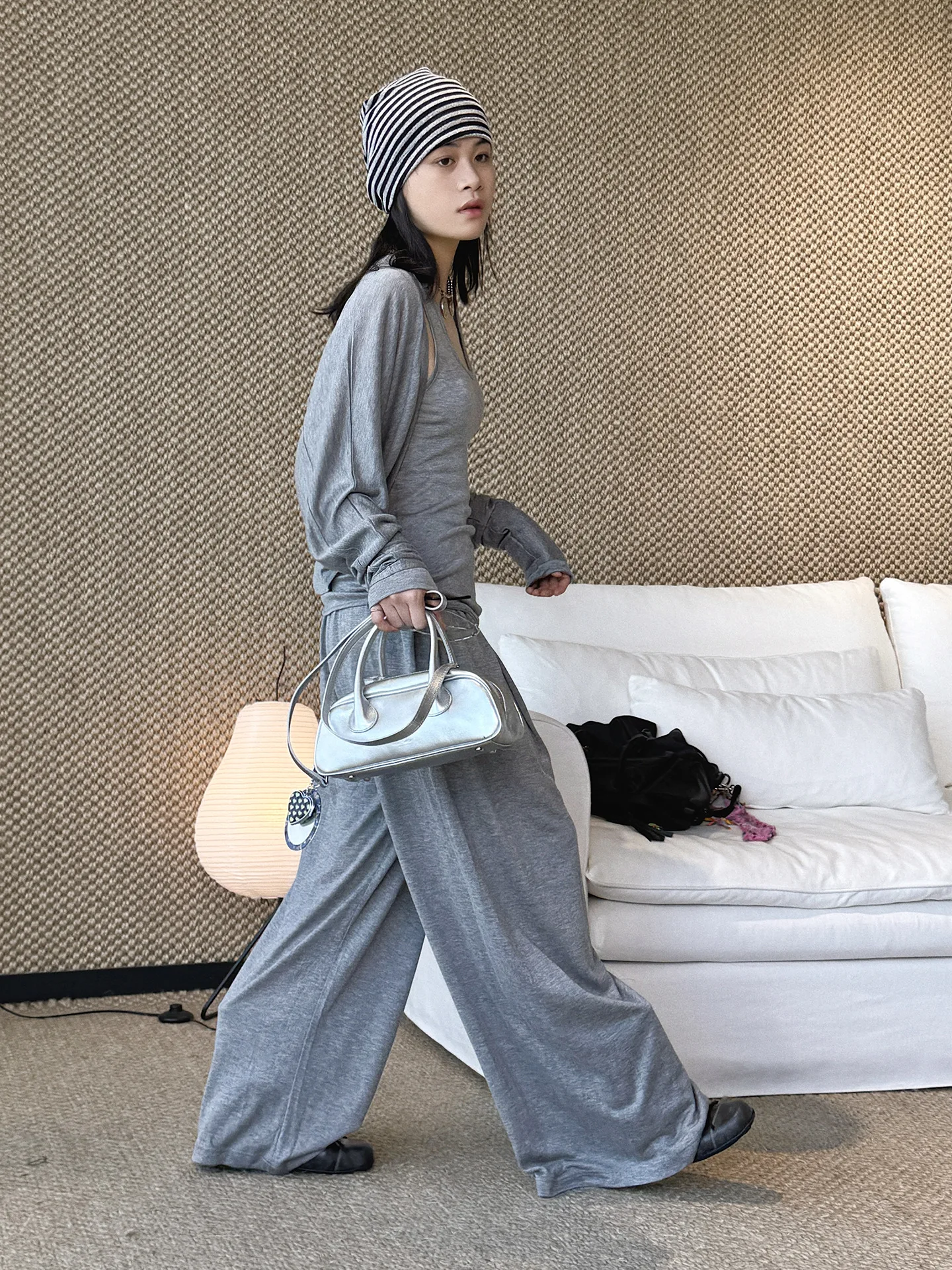 Summer Elastic Drawstring Wide-Leg Casual Pants, Loose And Drapey, Fresh Long Pants For Women
