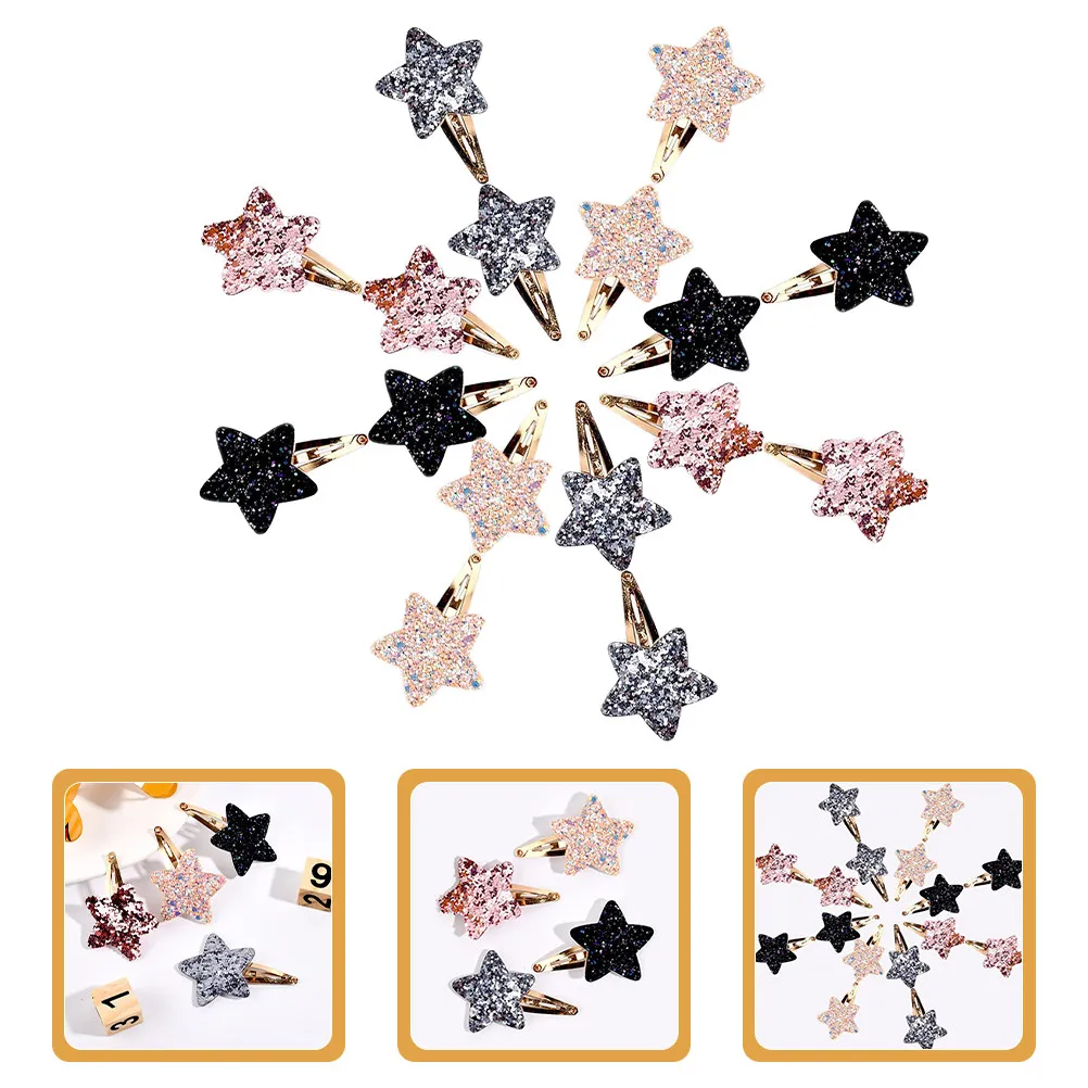 

16Pcs Glitter Star Hair Clips Snap Barrettes for Women Girls Secure Bangs Hold Cute Sparkly Star Shape Hair Accessories