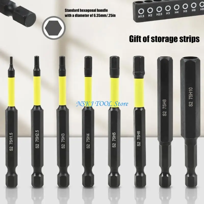 

L8RC 9Pcs Steel Head Allen Wrenches Drill Bit for DIY and Repair Projects Tool