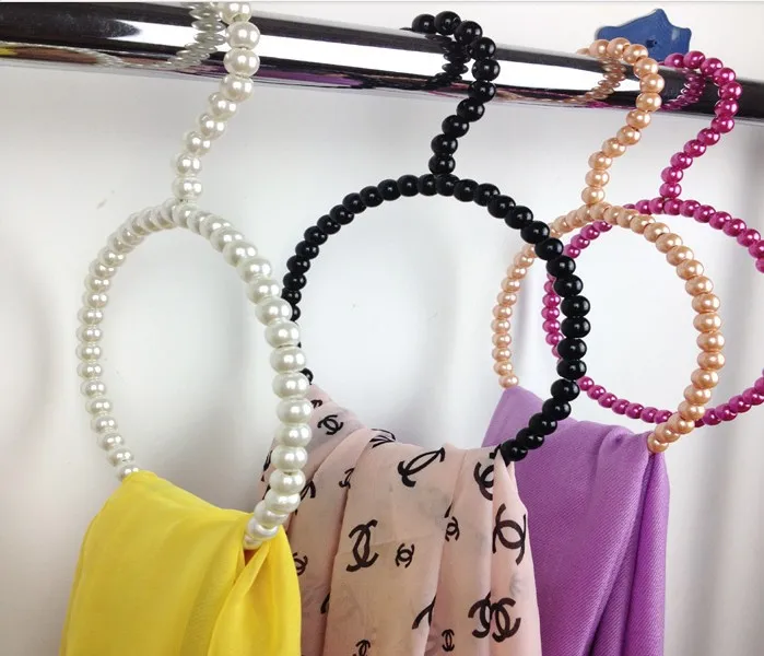 

New Style Pearl Plastic Scarf Ring,Beautiful Beads Hanger,4 Colors (10 Pieces/ Lot)