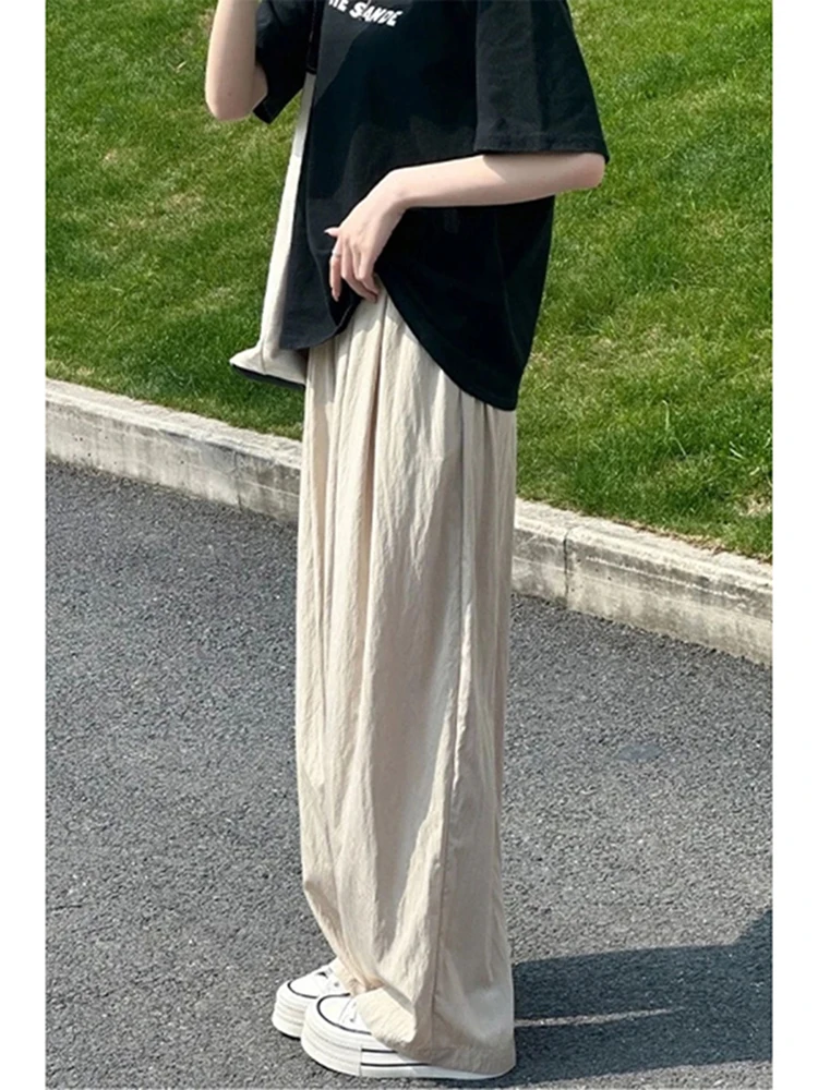 

Мужские летние брюки Cleanfit из ледяного шелка: тонкие, струящиеся, в японском стиле, быстросохнущие, прямые, широкие, повседневные, для отдыха