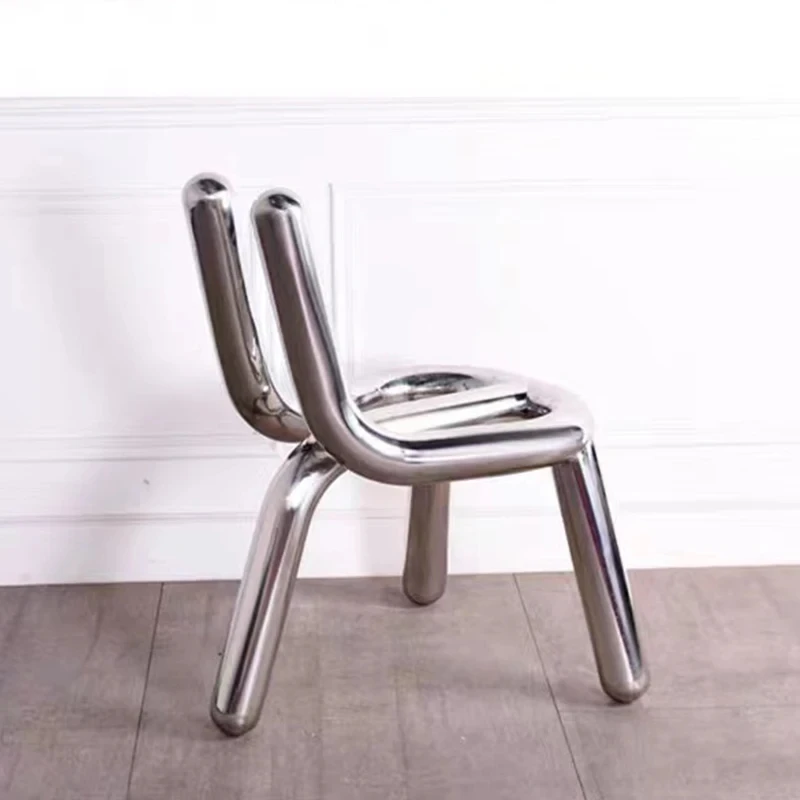 Creative Nordic Modern Design Stainless Steel Elbow Adult Styling Chair Electroplating Shaped Back Chair